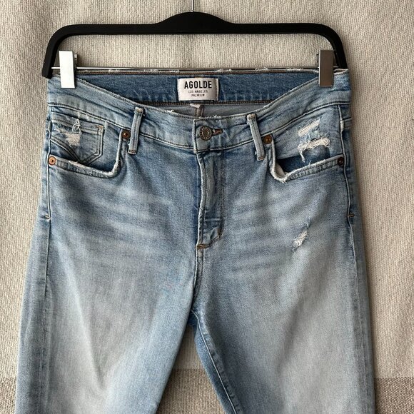 AGOLDE Sophie Crop Jean Chewed Hem Denim Pants US 27 Light Wash - Picture 5 of 15